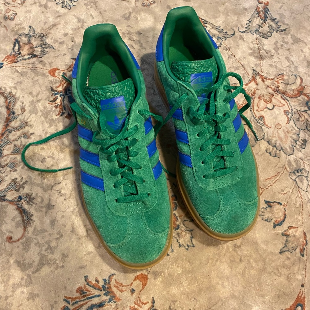 Adidas Originals Gazelle Green and Blue Sneakers